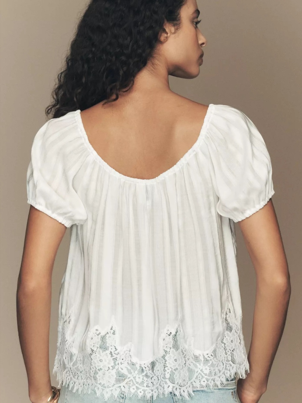 Reformation Rhia Lace Trim Top White Size XL - Picture 3 of 9